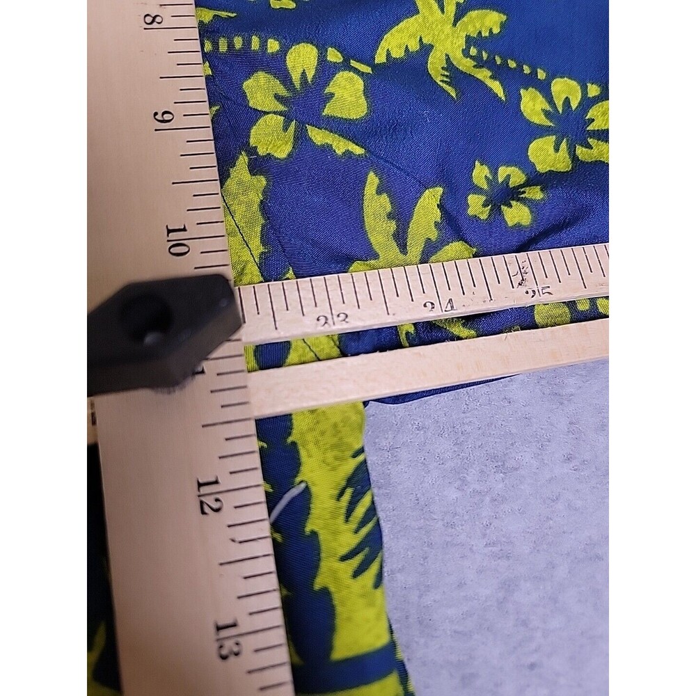 VTG OP Ocean Pacific Hawaiian Shirt Mens L Blue Green Girls Floral Palm Loop - Picture 10 of 12